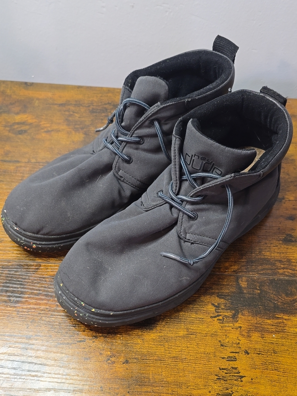 HEYDUDE Spencer Eco Charcoal Chukka Mid Boots Men's Size 8 Black Grey